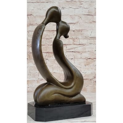 Abstract Bronze Sculpture Of A Couple Kissing - Love Romance Original Art