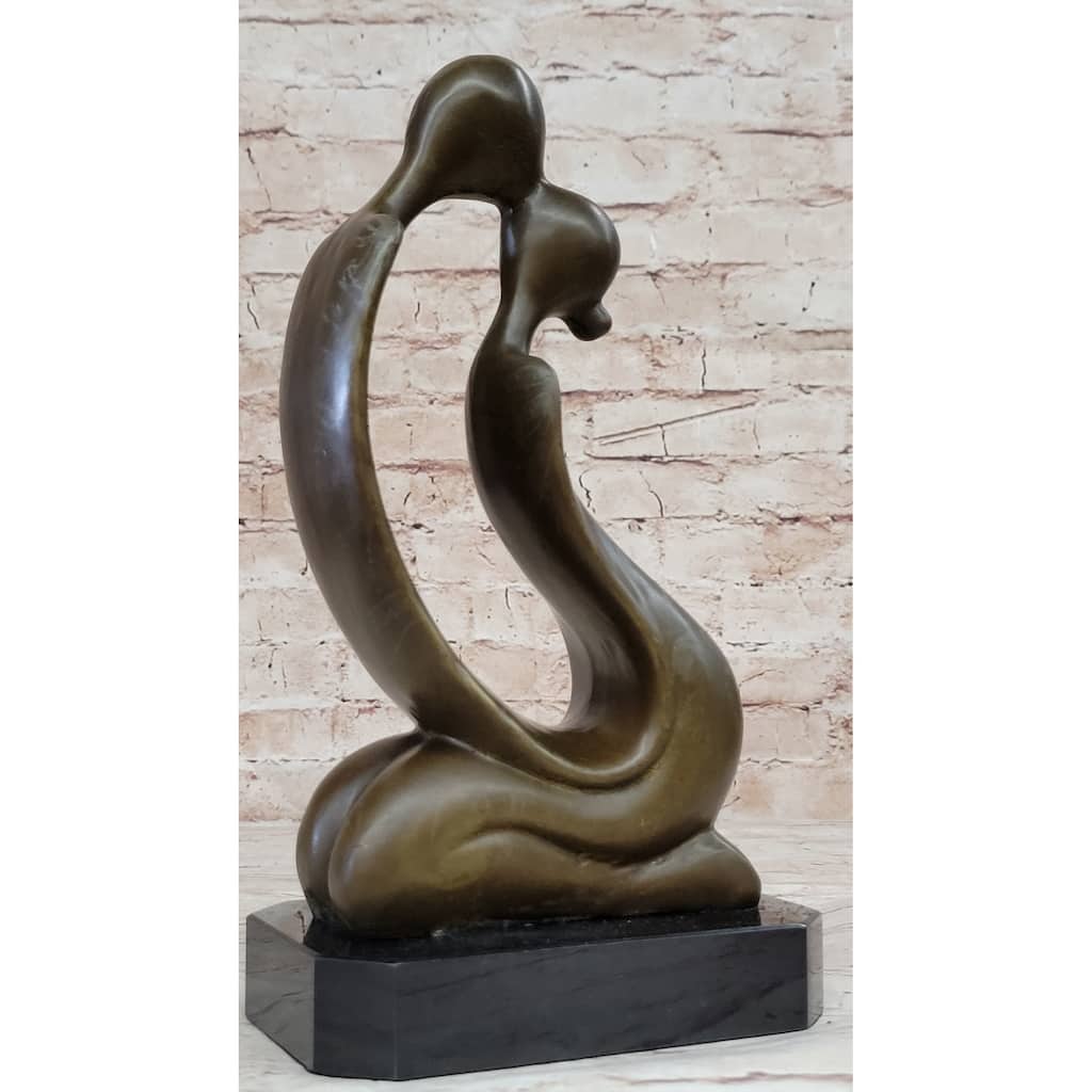 Abstract Bronze Sculpture Of A Couple Kissing - Love Romance Original Art
