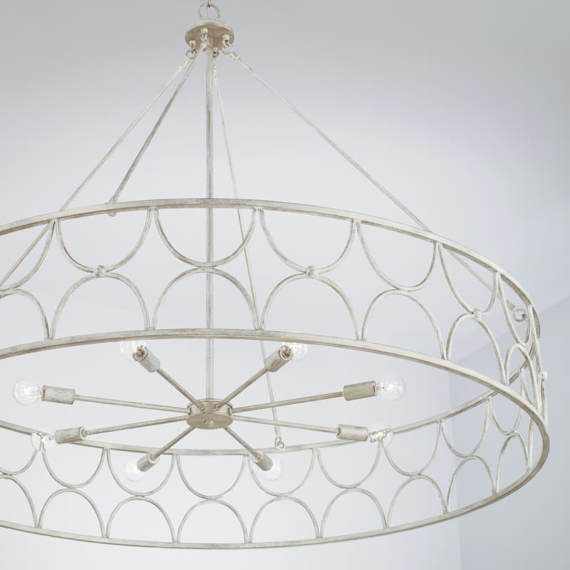 Ricci 48" 8-light Winter White Wagon-Wheel Chandelier