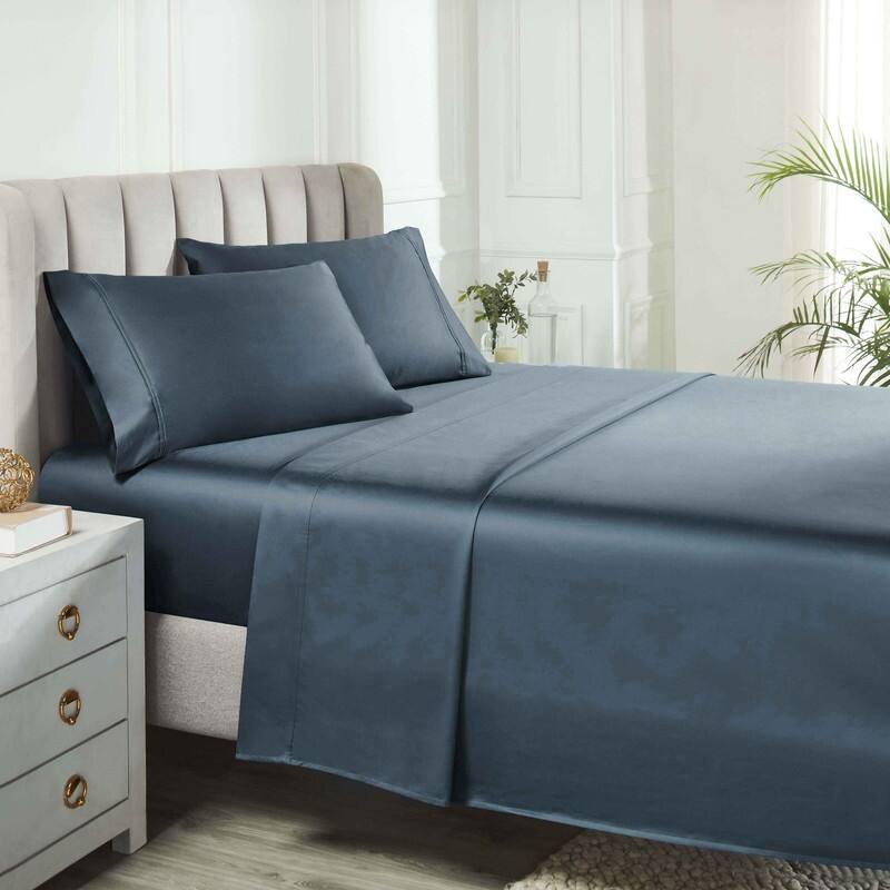 Blue Nile Mills Egyptian Cotton 800 Thread Count Deep Pocket Sheet Set - Full - Dark Blue