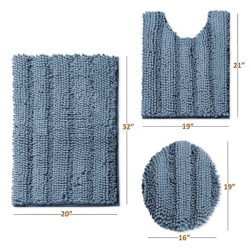Clara Clark Chenille Extra Soft and Absorbent Bath Mat - Non Slip Fast Drying Bath Rug Set
