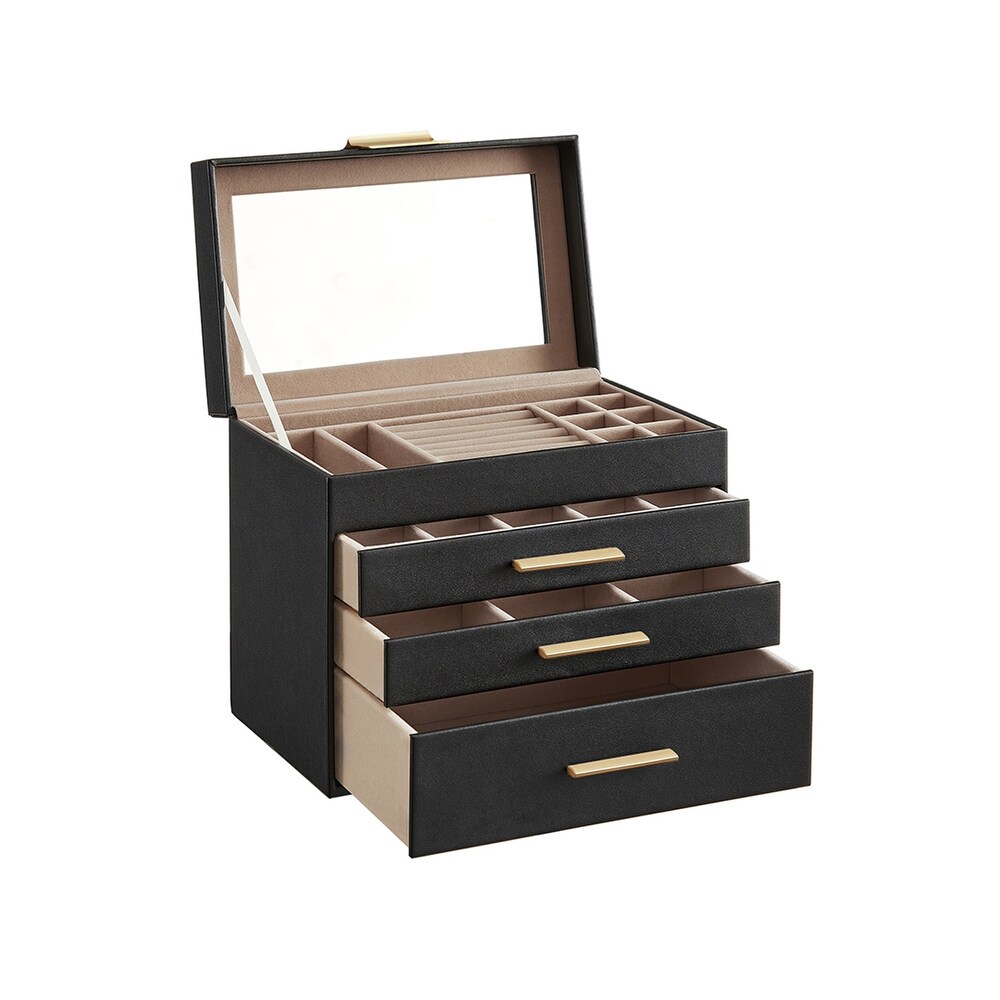  Philip Whitney Jewelry Box Storage Organizer, Black Gold Trim  with Amber Geode - 8x 5 : Clothing, Shoes & Jewelry