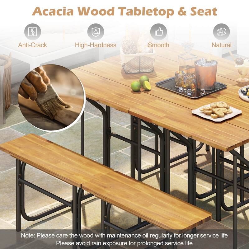 Costway 1/2 PCS Patio Table Bench Set One-Side Picnic Table & Seat - See Details