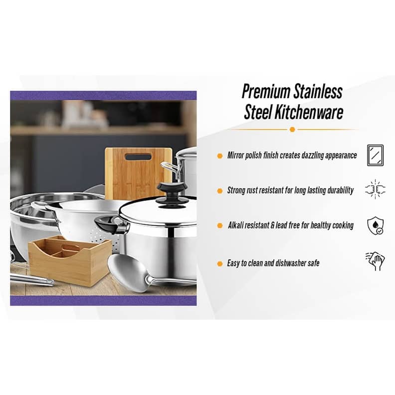 YBM Home Kitchen Stainless Steel 5 Pieces Cooking Utensil Set, 2410-11-12-13-14