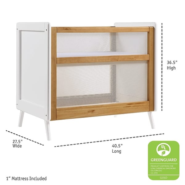 dimension image slide 4 of 6, BreathableBaby Breathable Mesh 2-in-1 Mini Crib, Greenguard Gold Certified