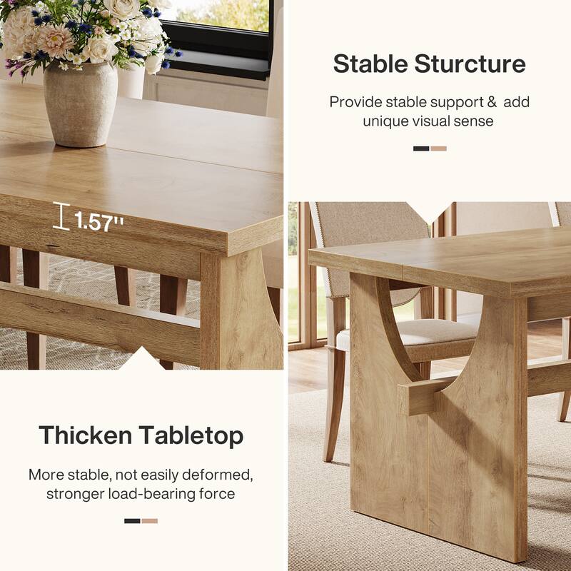 63" Large Rectangular Dining Table for 4-6 People