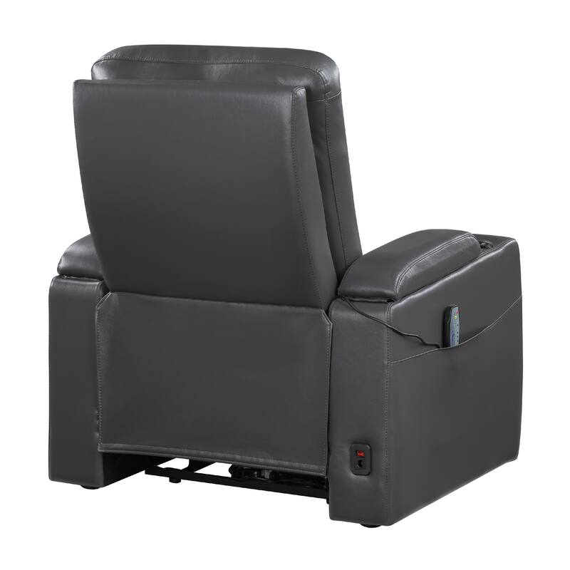 Power Recliner Chair with Heat and Massage, Dark Gray Faux Leather