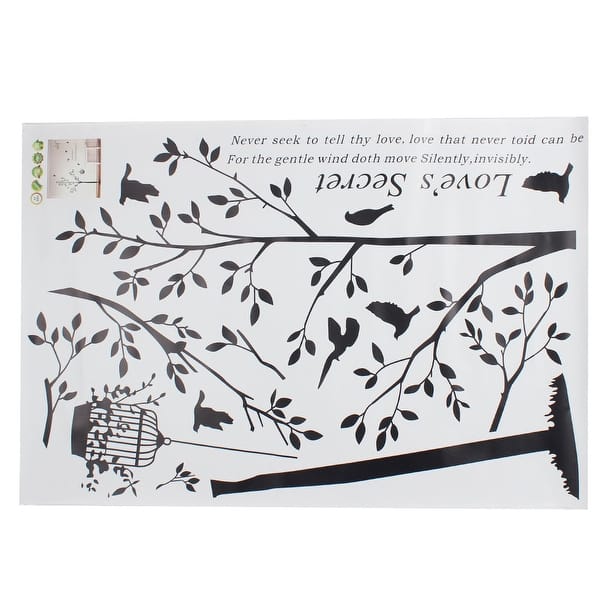 Unique Bargains Home Living Room Tree Bird Cage Pattern Wall Sticker