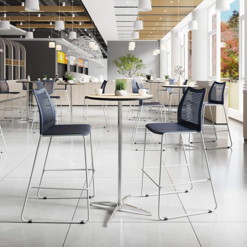 Stackable Sled Base Barstool with Vented Back and Integrated Footrest - 19.75"W x 23.25"D x 44.25"H