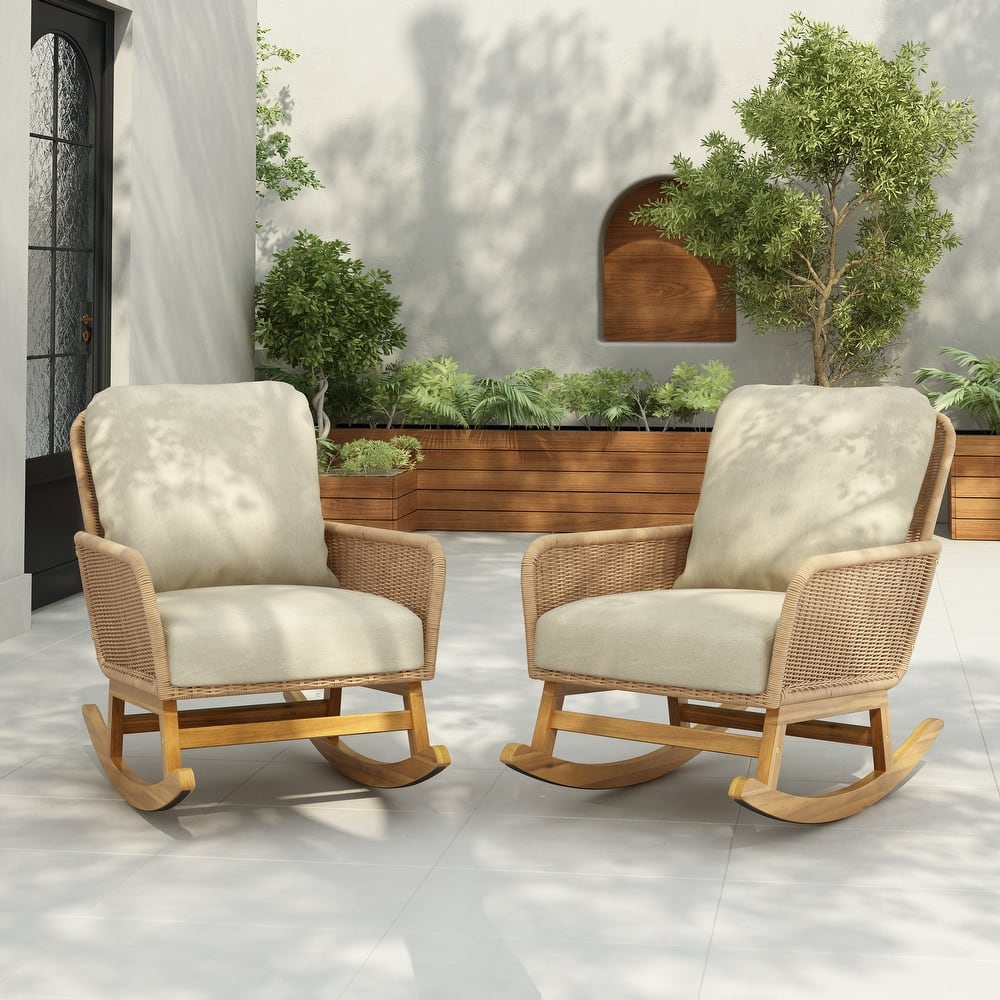 Christopher Knight Home - Outdoor Seating Set PE Rattan Rocking Chair