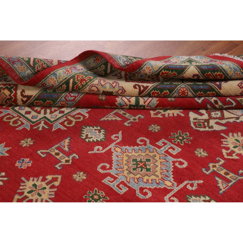 Red Kazak Area Rug Handmade Oriental Wool Carpet - 8'1"x 9'9"