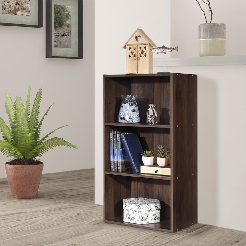 3 Open Shelf Bookcase Modern Storage Display Cabinet - 17" x 11.5" x 31.5" (L x W x H)