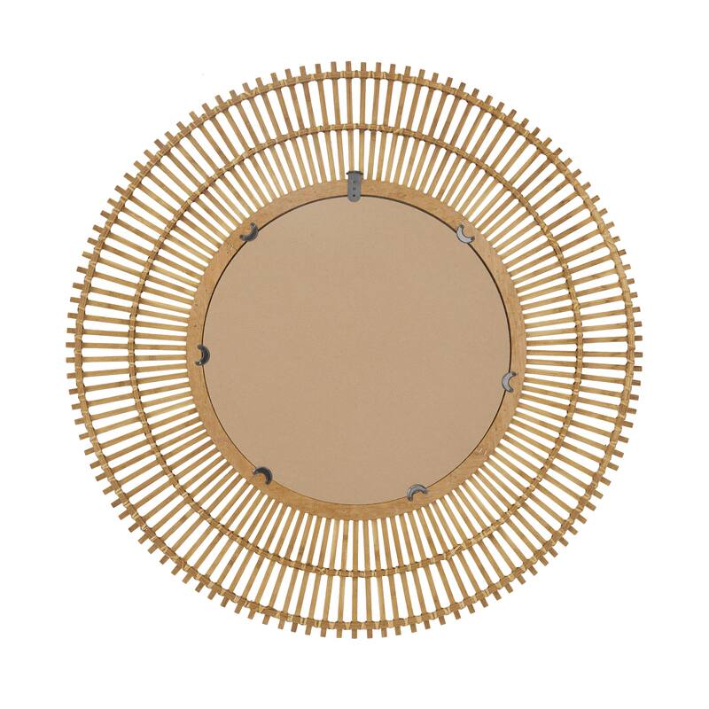 Bamboo Wood Starburst Handmade Stick Wall Mirror with Wrapped Rattan - Cream or Brown - Roche River Decor