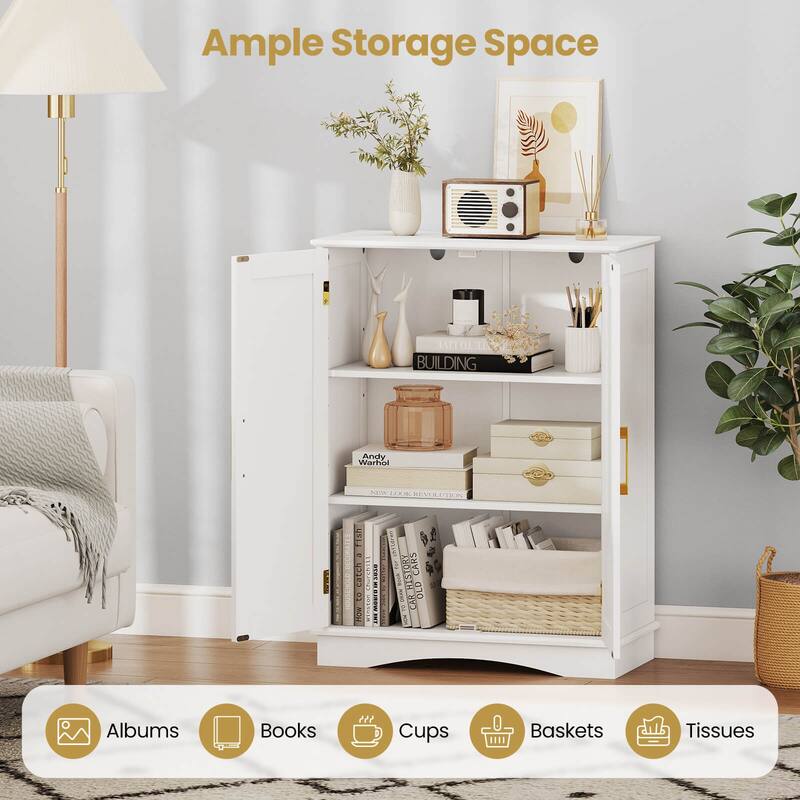 Costway Floor Storage Cabinet Modern Storage Organizer with Adjustable - See Details