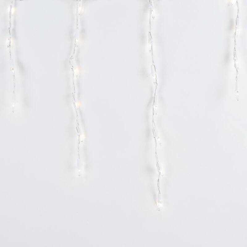 9 Foot Clear Outdoor Christmas Icicle Light Set, White Wire, 100 Light
