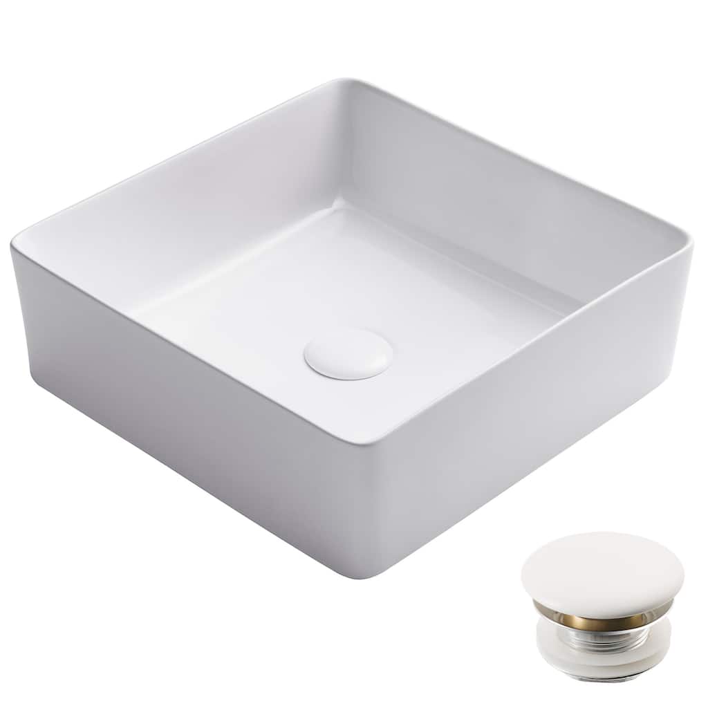 Kraus Viva 15-9/16" Square Vitreous China Vessel Bathroom Sink with