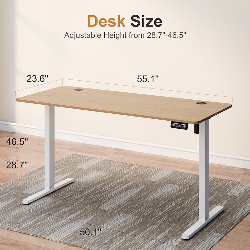 Electric Standing Desk, Height Adjustable Desk with Memory Preset and LED Display