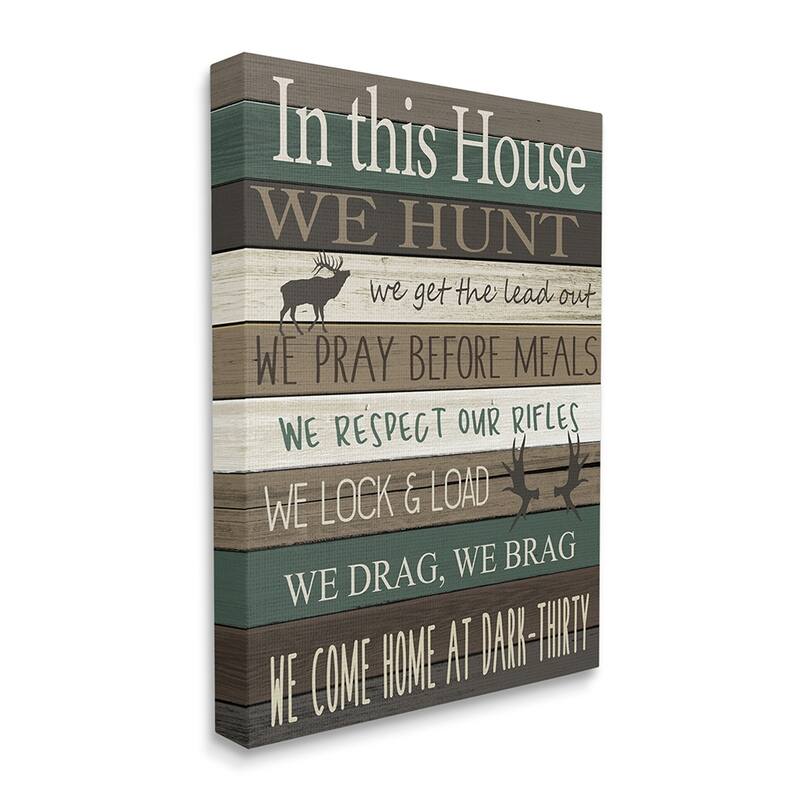 Stupell Rustic Family House Rules Green Brown Tan Canvas Wall Art Design By Kim Allen - 16 x 20