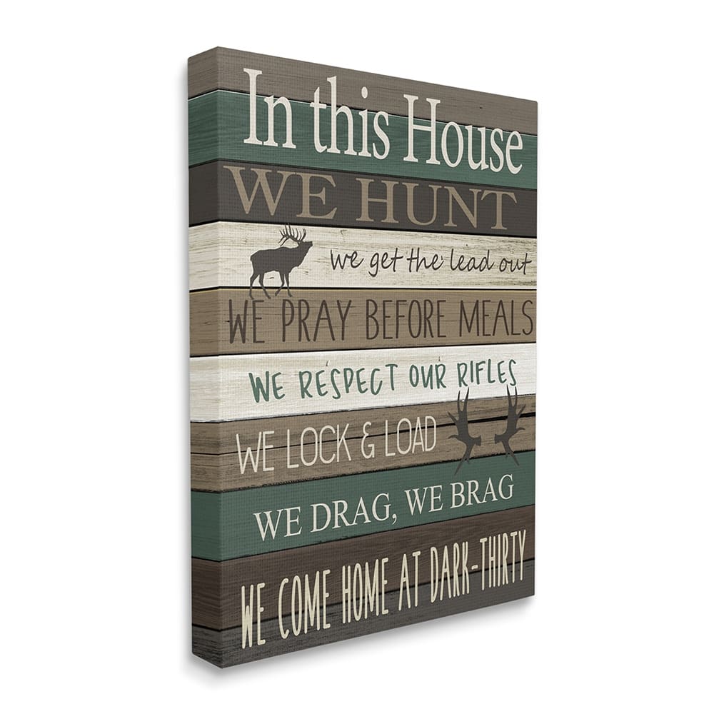 Stupell Rustic Family House Rules Green Brown Tan Canvas Wall Art Design By Kim Allen