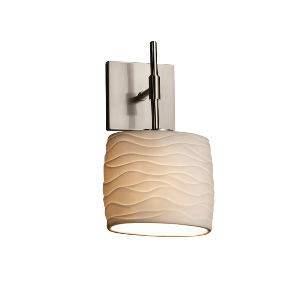 Justice Design Limoges Union ADA 1-light Brushed Nickel Wall Sconce, Waves Oval Shade