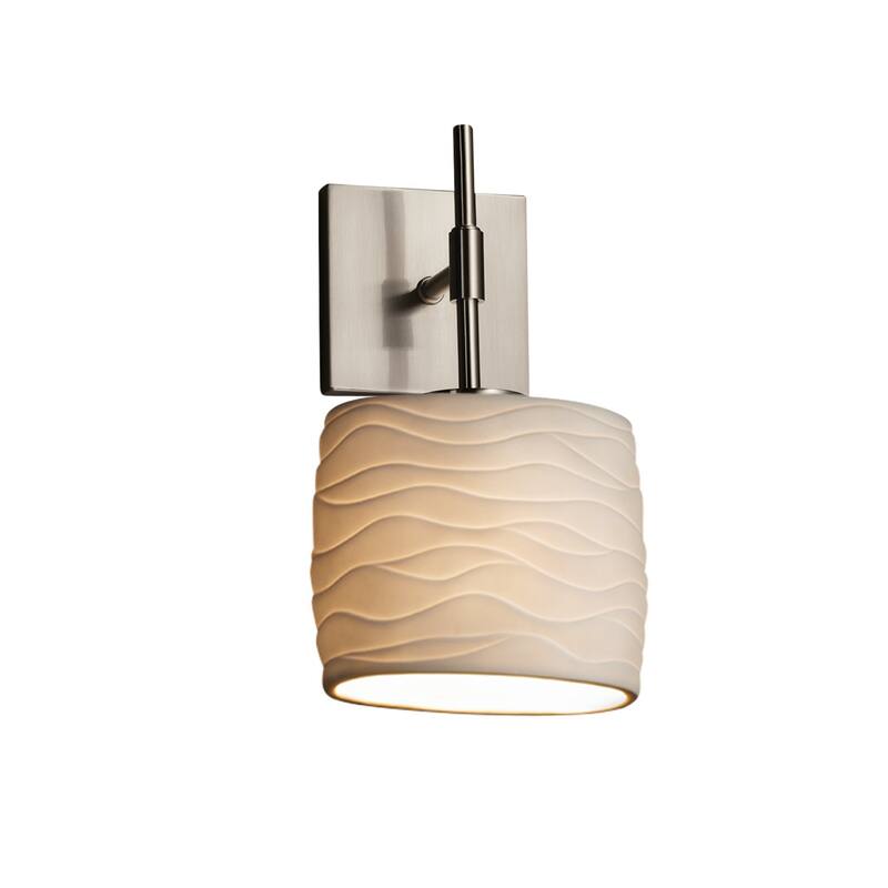 Justice Design Limoges Union ADA 1-light Brushed Nickel Wall Sconce, Waves Oval Shade