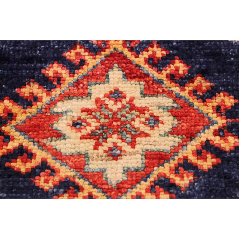 Caucasian Super Kazak Alistair Blue/Beige Hand Knotted Wool Rug - 2'1'' x 3'2''