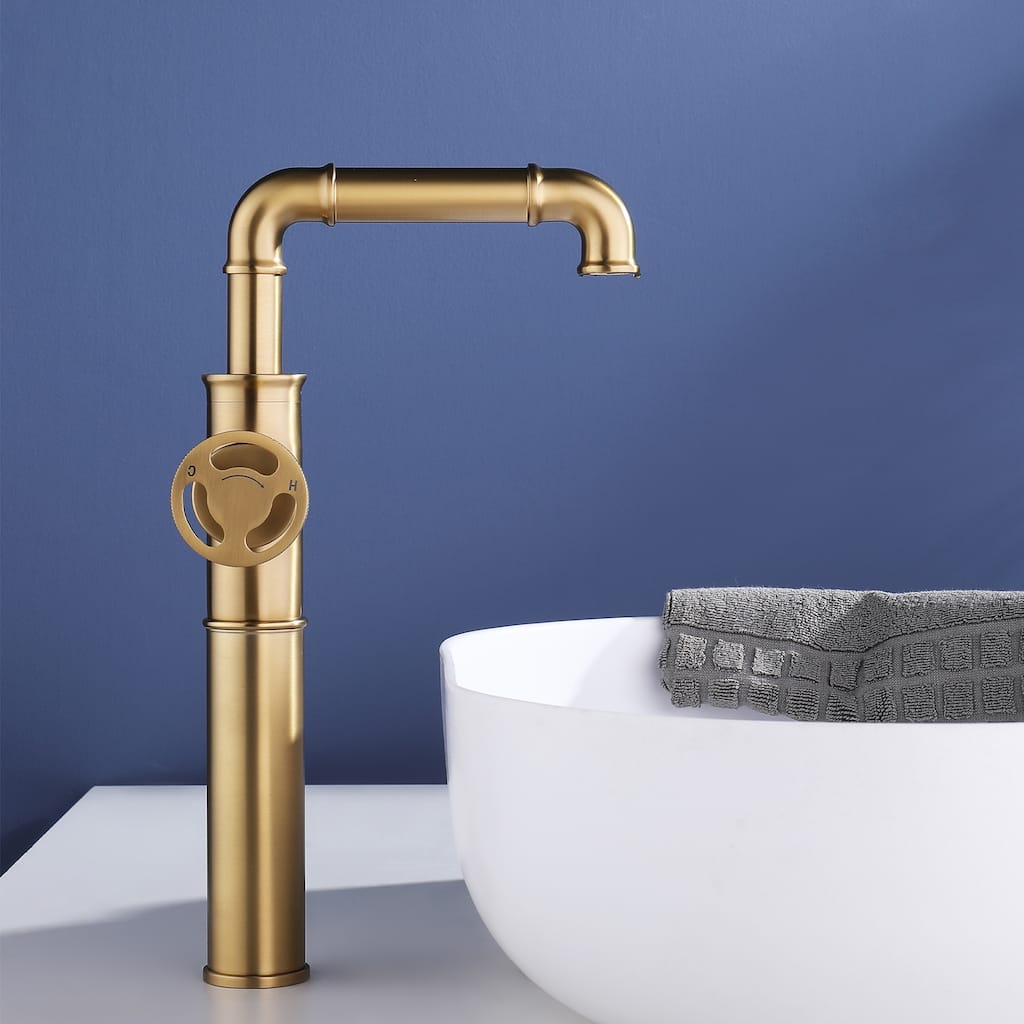 Industrial-style Bathroom Vessel Faucet Single Hole Black with Premium Single Handle