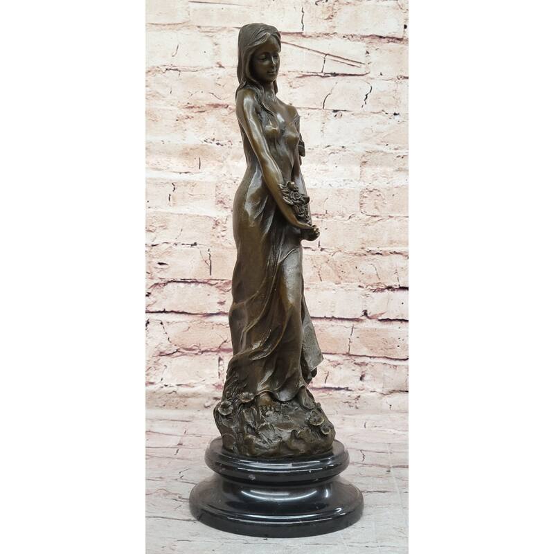 Flora Roman Goddess Of Spring And Flowers Bronze Sculpture With Classical Female Figure