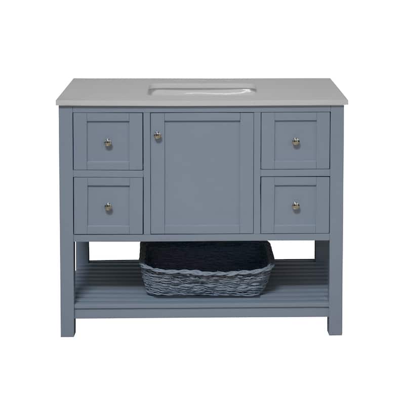 KitchenBathCollection Lakeshore 42" Bathroom Vanity with Engineered White Top
