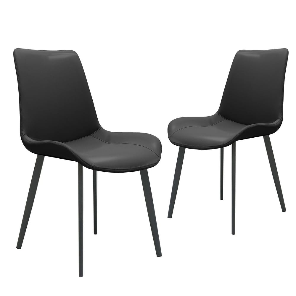 PU Leather Dining Chair with Metal Legs, Modern Upholstered Chair Set of 2 for Kitchen, Restaurant, Living, Meeting Room