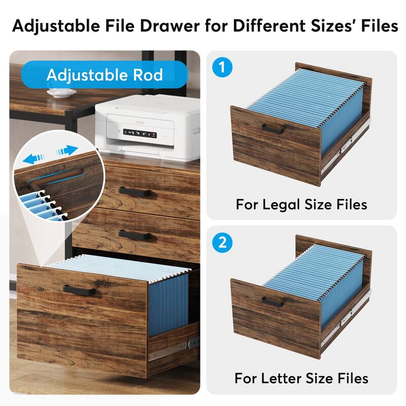 63 Inch Computer Desk with 3 Drawers, Modern Office Table with Monitor Stand and Printer Space for Home Office