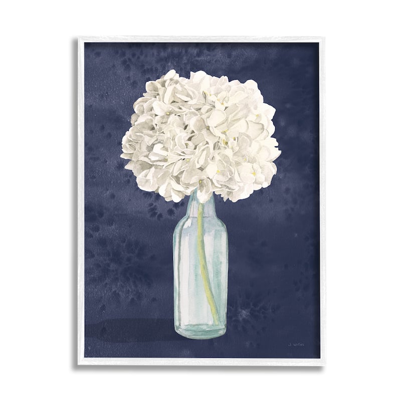 Stupell White Floral Bouquet in Bottle Blue Painting Framed Wall Art