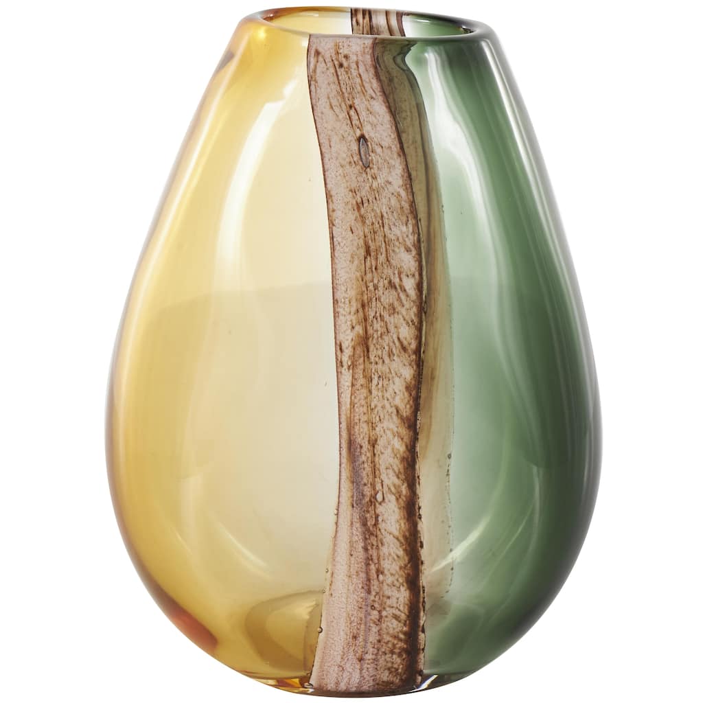 Glass Ombre Decorative Vase with Pink Textured Stripe Details - Multi Colored - Roche River Decor