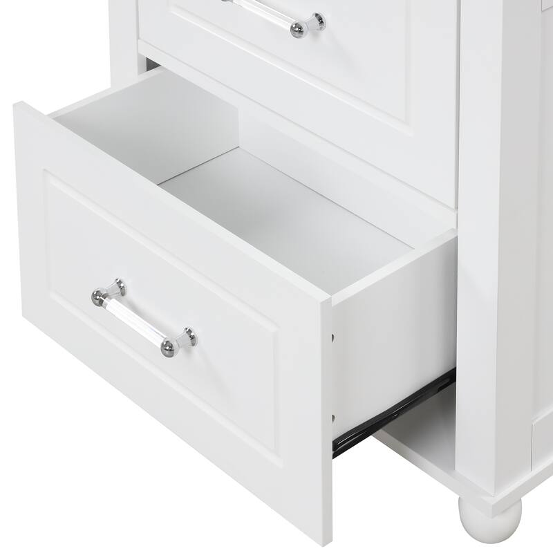 GDFStudio - Rowan Tall Freestanding Bathroom Storage Cabinet with Two Drawers and Adjustable Shelf