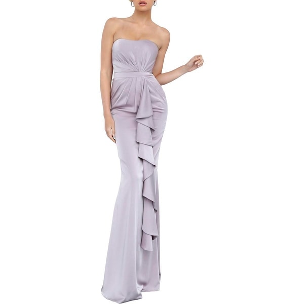 mauve satin prom dress