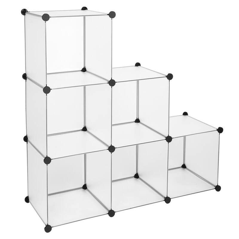 6-Cube Grid Wire Storage Shelves DIY Closet Organizer Cabinet,White