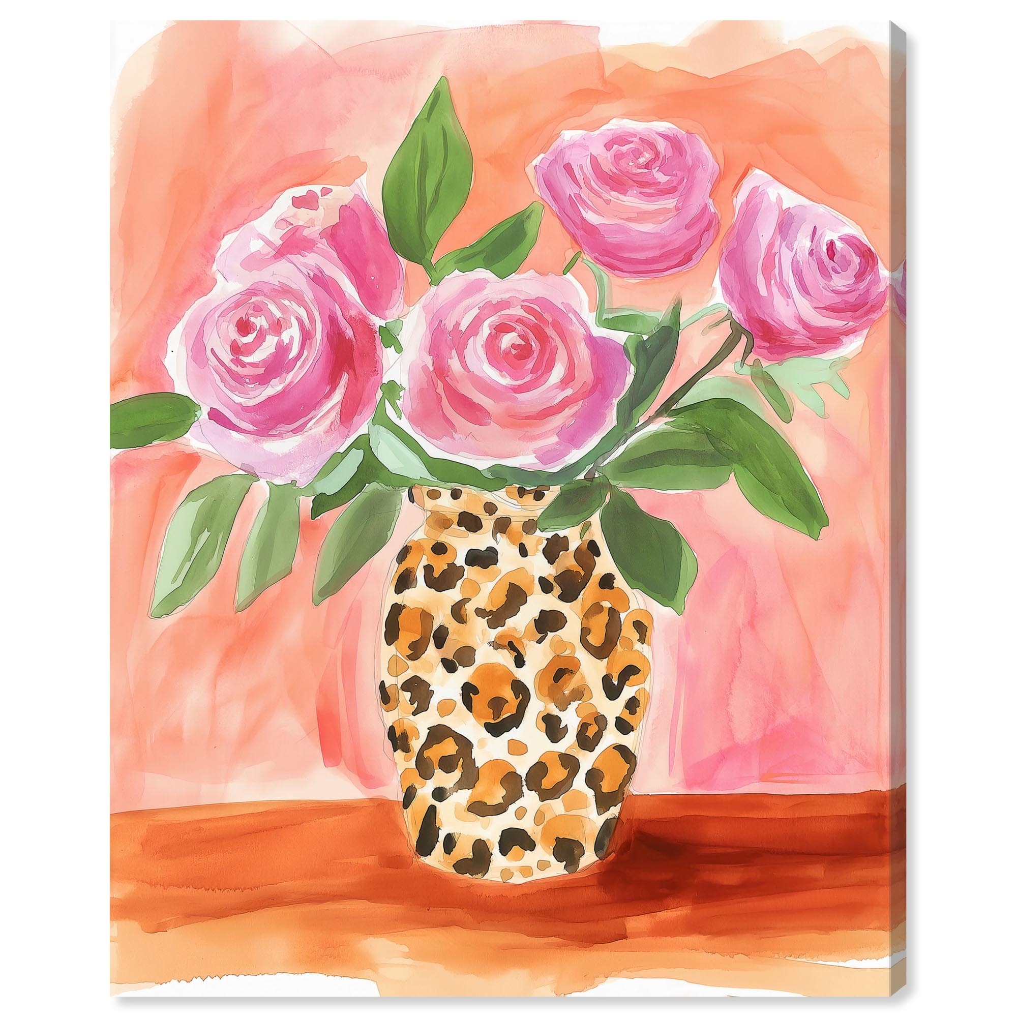 Roses in Leopard Fashion Art Canvas Print by Art Remedy