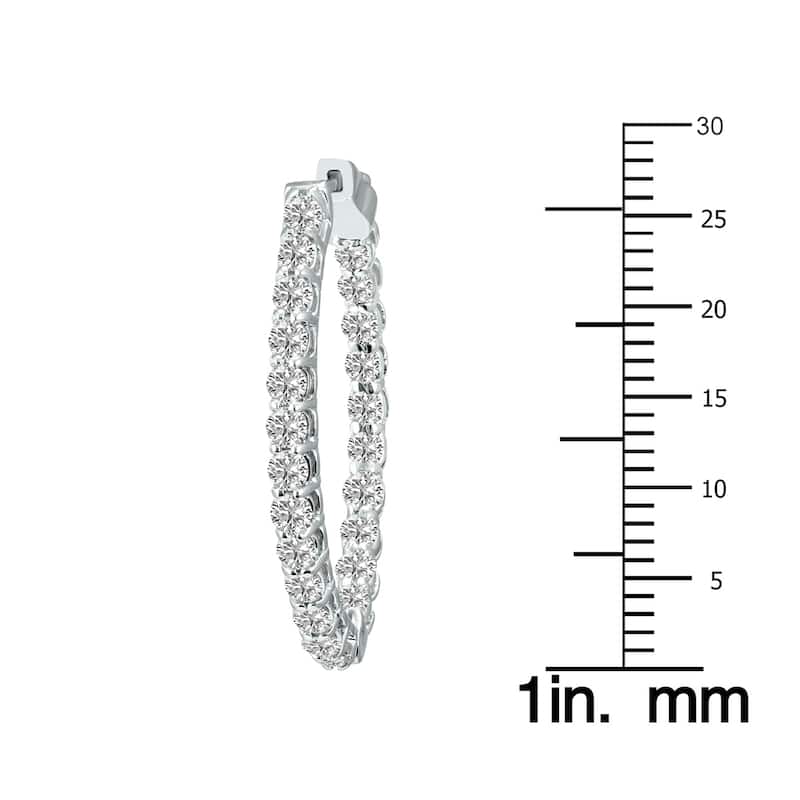 Marquee 2 Carat TW Oval Lab Grown Diamond Hoop Earrings in 14K White Gold