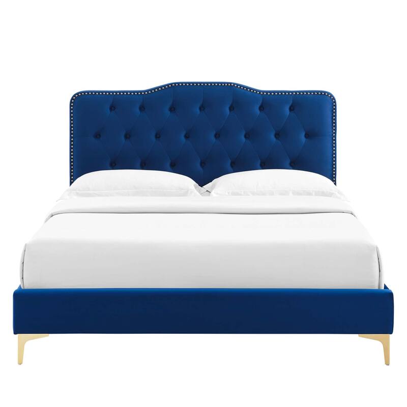 Amber Performance Velvet Queen Platform Bed