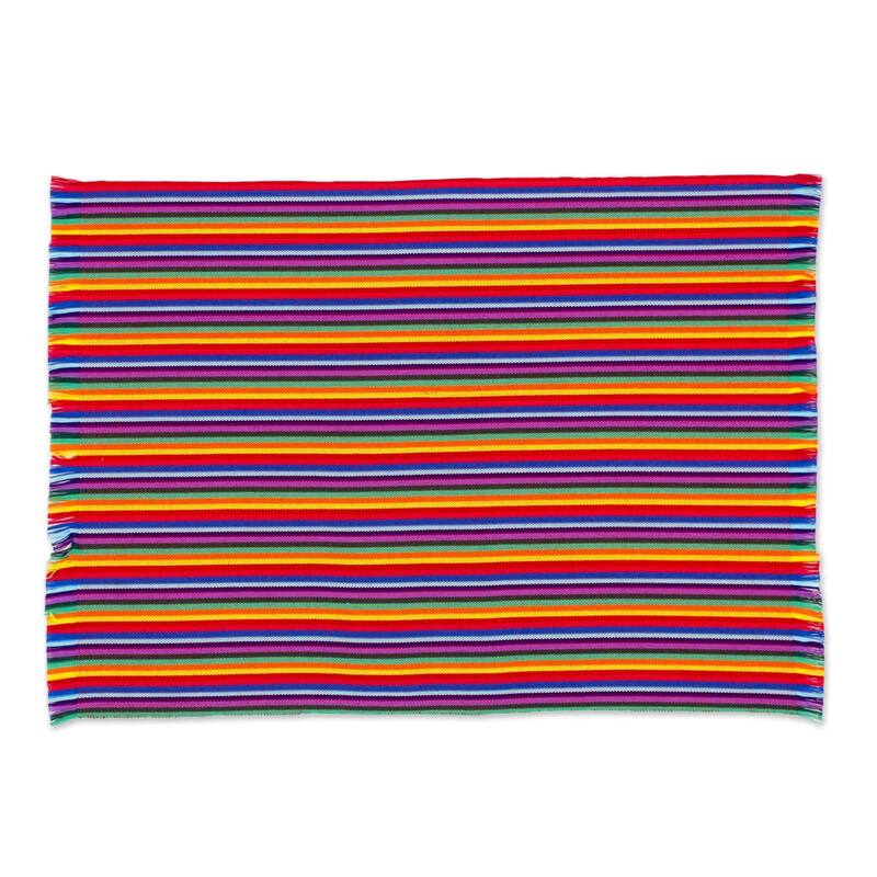 Cotton placemats and napkins, 'Rainbow Inspiration' (set of 6)