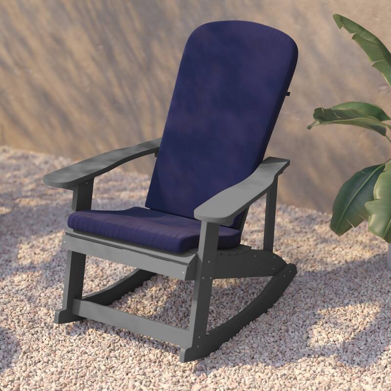 Indoor/Outdoor Rocking Adirondack Chairs with Cushions - Set of 2 - 29.5"W x 37.75"D x 39.5"H