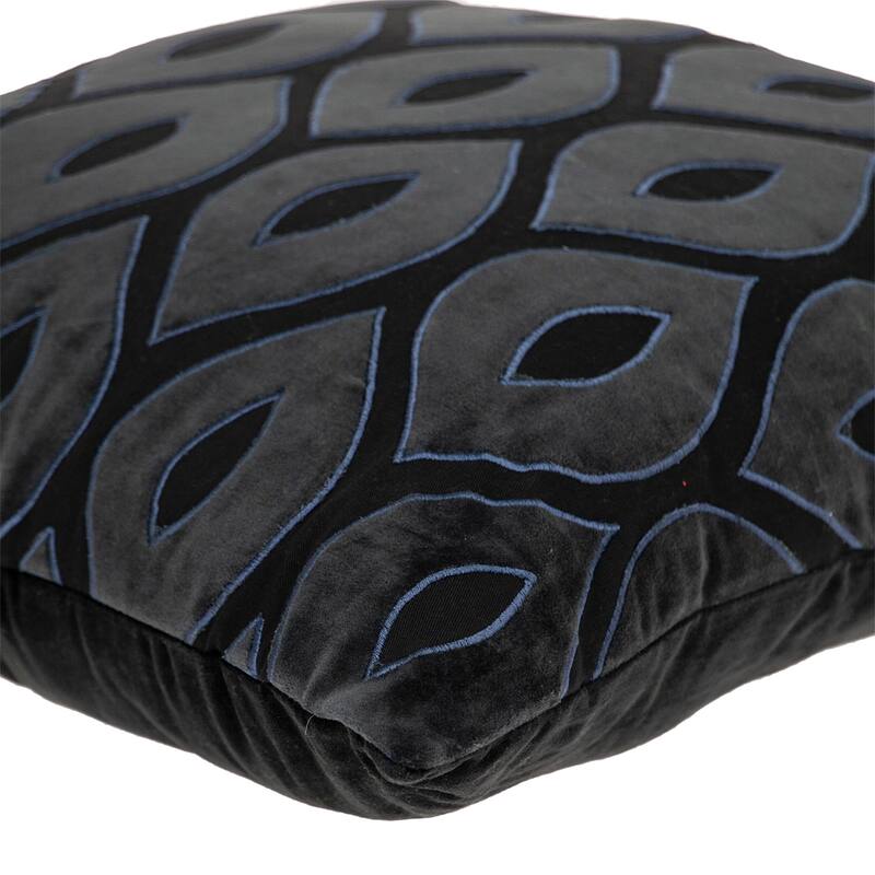Embroidered Abstract Square Throw Pillow - 22" - Black and Blue