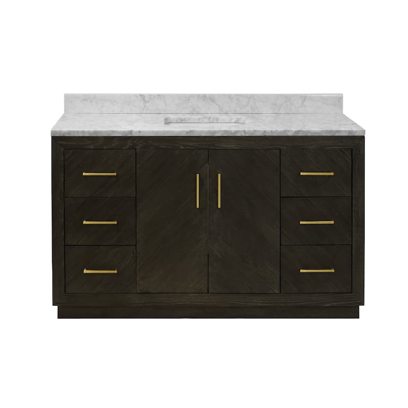 KitchenBathCollection Peyton 60" Single Bathroom Vanity with Carrara Marble Top