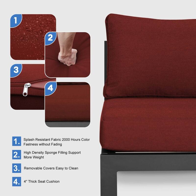 FINCATI Aluminum Outdoor Patio Furniture Conversation Sectional Sofa Set