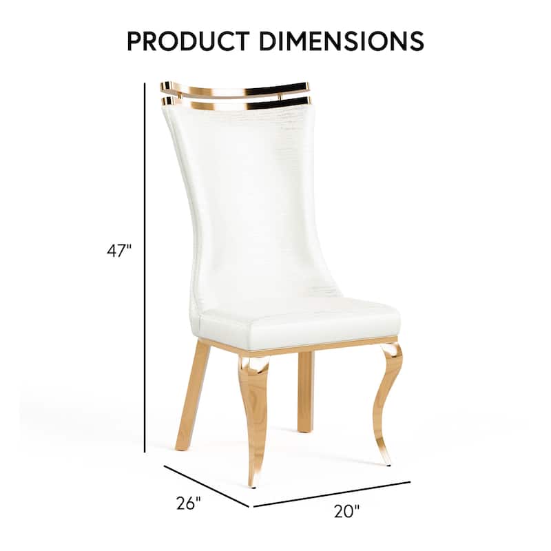 Furniture of America Thaddeus Glam Stainless Steel Upholstered Dining Side Chair (Set of 2)
