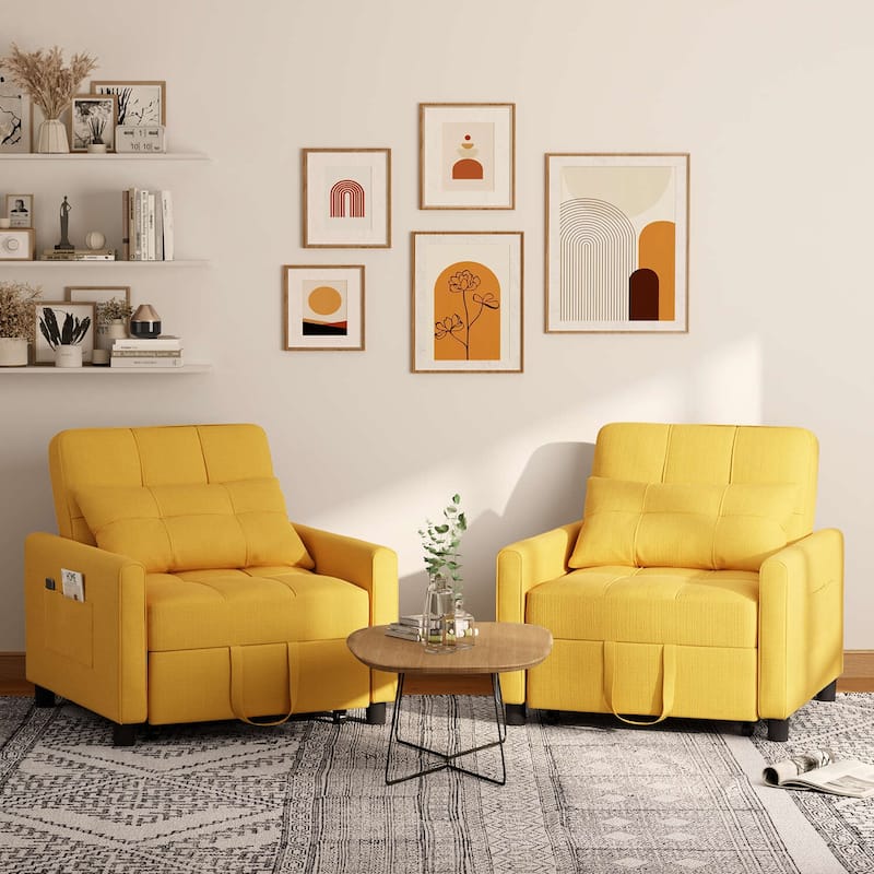 3 in 1 Pull Out Sleeper Sofa Bed, Convertible Modern Adjustable Upholstered Sleeper Chair Sofa