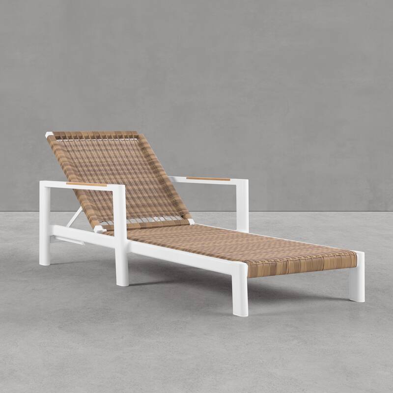 Arlo Teak & Wicker Aluminum Dual-Use Outdoor Chaise Lounge (Set of 2)