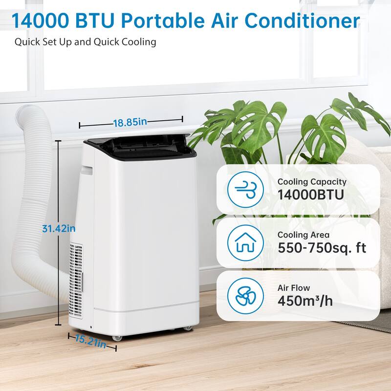 14,000Btu Portable Air Conditioner, Cools up to 700 Sq. Ft