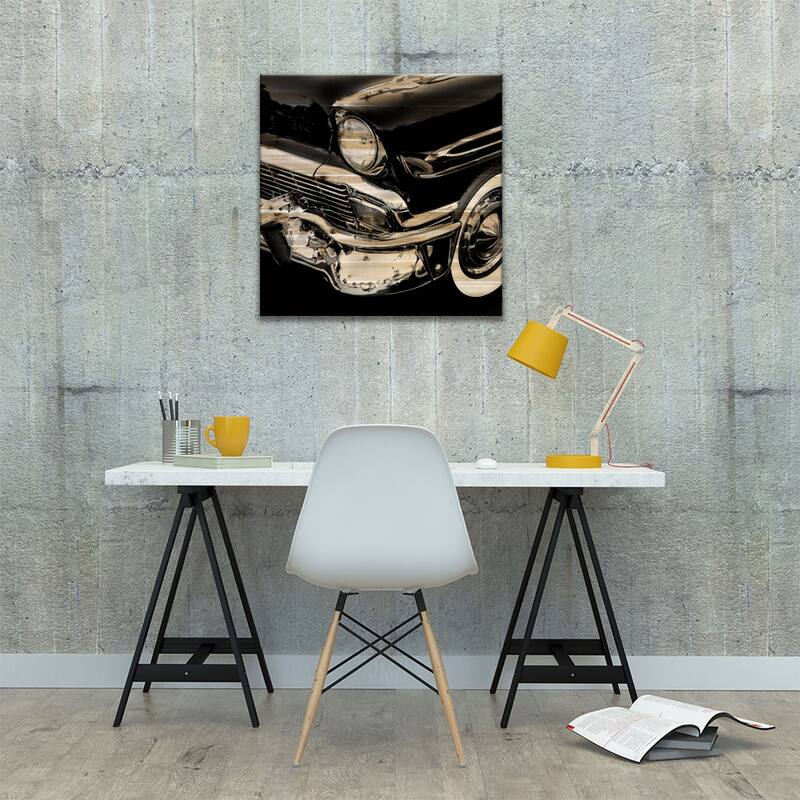 Vintage Car I Print On Wood by PhotoINC Studio - Multi-Color