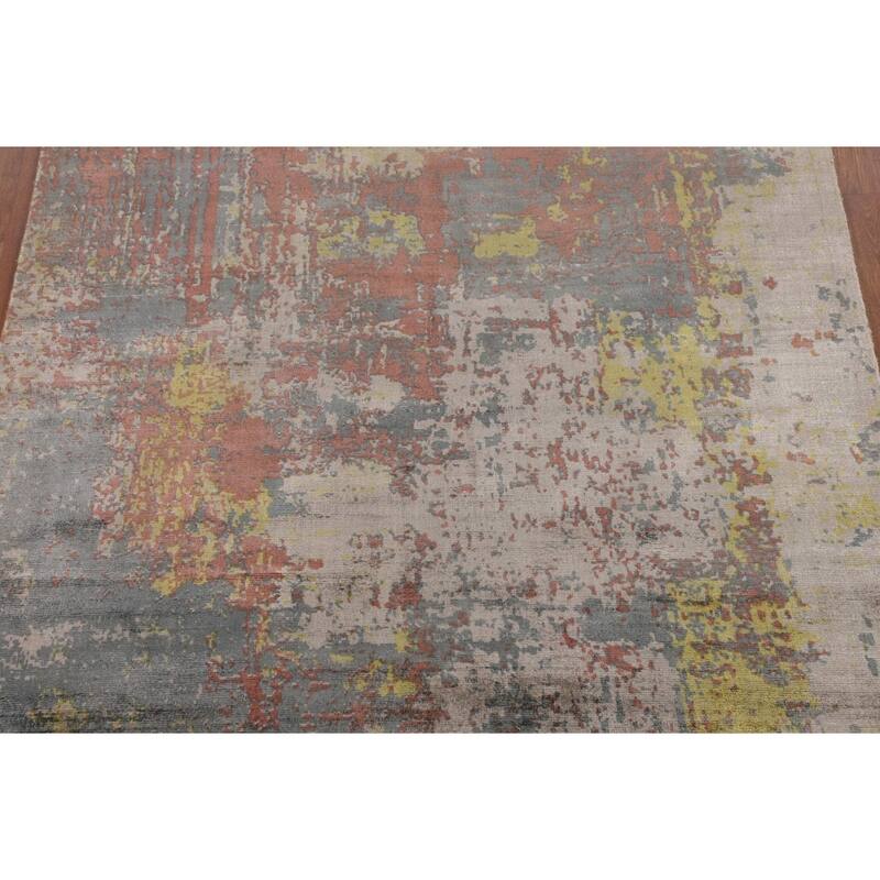Multicolor Abstract Modern Area Rug Hand-Knotted Wool Carpet - 4'10"x 7'6"